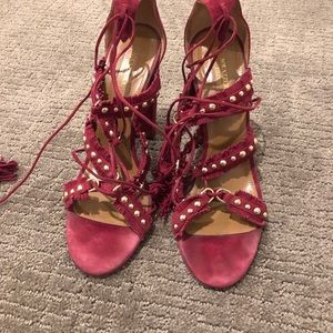 AQUAZZURA RASPBERRY TIE UP HEELS